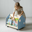 Bibliothèque enfant double-face sur roulettes - Couleur bleu clair