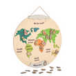BusyKids Carte du monde en bois avec figurines d’animaux magnétiques