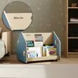Bibliothèque enfant double-face sur roulettes - Couleur bleu clair