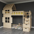 BusyKids Lit mezzanine GALAXY-HOUSE avec demi-toit et escalier de rangement 90 x 200 cm