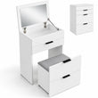 Coiffeuse 3-en-1 RUBI avec miroir, tabouret, rangement et tiroirs – Blanc