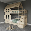 BusyKids Lit superposé en forme de maison DREAM-HOUSE MAX avec escalier de rangement 90 x 200 cm