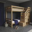 BusyKids Lit superposé MIRA-MAX 2en1 avec escalier de rangement frontal 90 x 200 cm