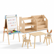 Bibliothèque + étagère à jouets + Table enfant avec 2 chaises + Chevalet — Ensemble BusyKids