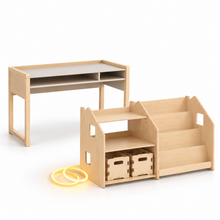 Bureau, étagère et boîtes
