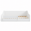 Lit Montessori au sol ERYK 160 × 80 cm avec barrière de sécurité – Blanc