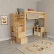 BusyKids LOFTI-MAX Lit mezzanine en bois 90 × 200 cm avec escalier de rangement