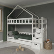 BusyKids Lit superposé MAMI-TWIN avec escalier de rangement 90 x 200 cm