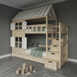 BusyKids Lit superposé en forme de maison DREAM-HOUSE MAX avec escalier de rangement 90 x 200 cm