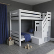BusyKids Lit superposé MIRA-MAX 2en1 avec escalier de rangement frontal 90 x 200 cm