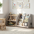 Ensemble - Bibliothèque enfant + Étagère à jouets - Blanc et Gris