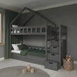 BusyKids Lit superposé MAMI-TWIN avec escalier de rangement 90 x 200 cm