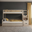 Lit superposé BusyKids LUMI-MAX avec escalier de rangement 90 x 200 / 120 x 200 cm