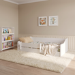 Lit Montessori au sol ERYK 160 × 80 cm avec barrière de sécurité – Blanc
