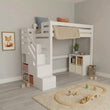 BusyKids LOFTI-MAX Lit mezzanine en bois 90 × 200 cm avec escalier de rangement