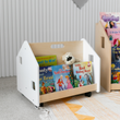 Bibliothèque enfant double-face sur roulettes - Couleur blanche