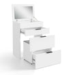 Coiffeuse 3-en-1 RUBI avec miroir, tabouret, rangement et tiroirs – Blanc