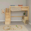 BusyKids LOFTI-MAX Lit mezzanine en bois 90 × 200 cm avec escalier de rangement