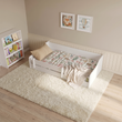 Lit Montessori au sol ERYK 160 × 80 cm avec barrière de sécurité – Blanc
