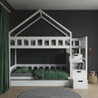 BusyKids Lit superposé MAMI-TWIN avec escalier de rangement 90 x 200 cm