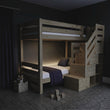 BusyKids Lit superposé MIRA-MAX 2en1 avec escalier de rangement frontal 90 x 200 cm
