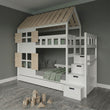 BusyKids Lit superposé en forme de maison DREAM-HOUSE MAX avec escalier de rangement 90 x 200 cm