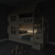 BusyKids Lit superposé en forme de maison DREAM-HOUSE MAX avec escalier de rangement 90 x 200 cm