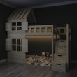 BusyKids Lit mezzanine GALAXY-HOUSE avec demi-toit et escalier de rangement 90 x 200 cm