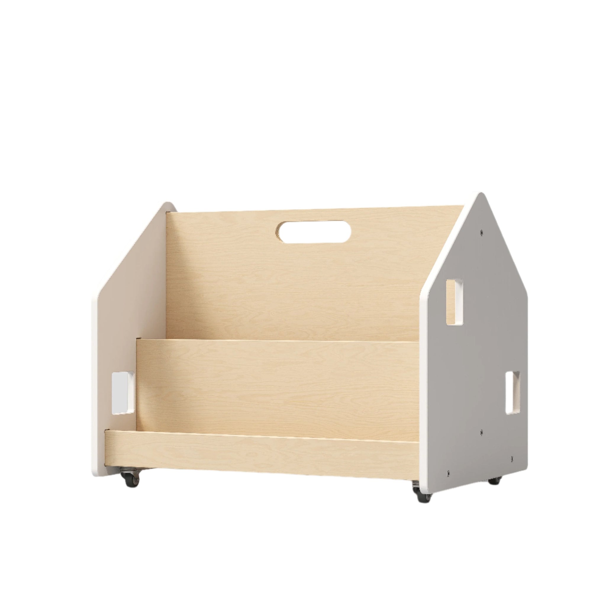 Bibliothèque Double Face Enfant - 4 Couches En Bois Avec Roulettes - Naturel