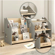 Ensemble - Bibliothèque enfant + Étagère à jouets - Blanc et Gris