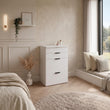 Coiffeuse 3-en-1 RUBI avec miroir, tabouret, rangement et tiroirs – Blanc