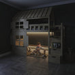 BusyKids Lit mi-hauteur en forme de maison GALAXY-HOUSE MAX avec escalier de rangement 90 x 200 cm