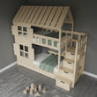 BusyKids Lit superposé en forme de maison DREAM-HOUSE MAX avec escalier de rangement 90 x 200 cm