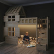 BusyKids Lit mezzanine GALAXY-HOUSE avec demi-toit et escalier de rangement 90 x 200 cm