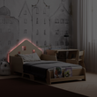 Lit extensible en forme de maison avec éclairage LED