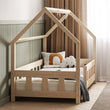 Lit cabane pour Enfants KUKU-MAX avec barrière latérale et barrière de sécurité avant.