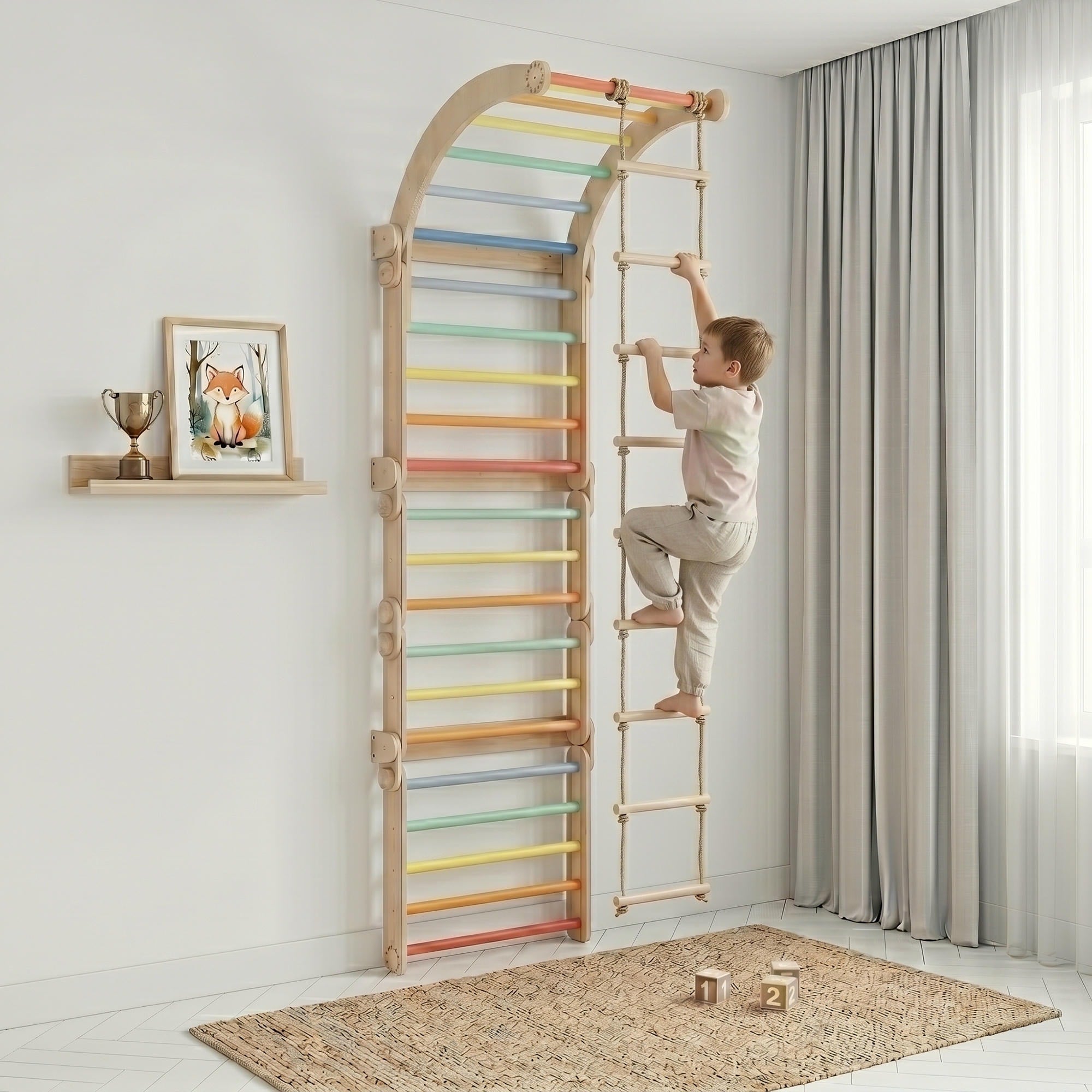 Grand ensemble d’escalade inclinable (mur suédois)