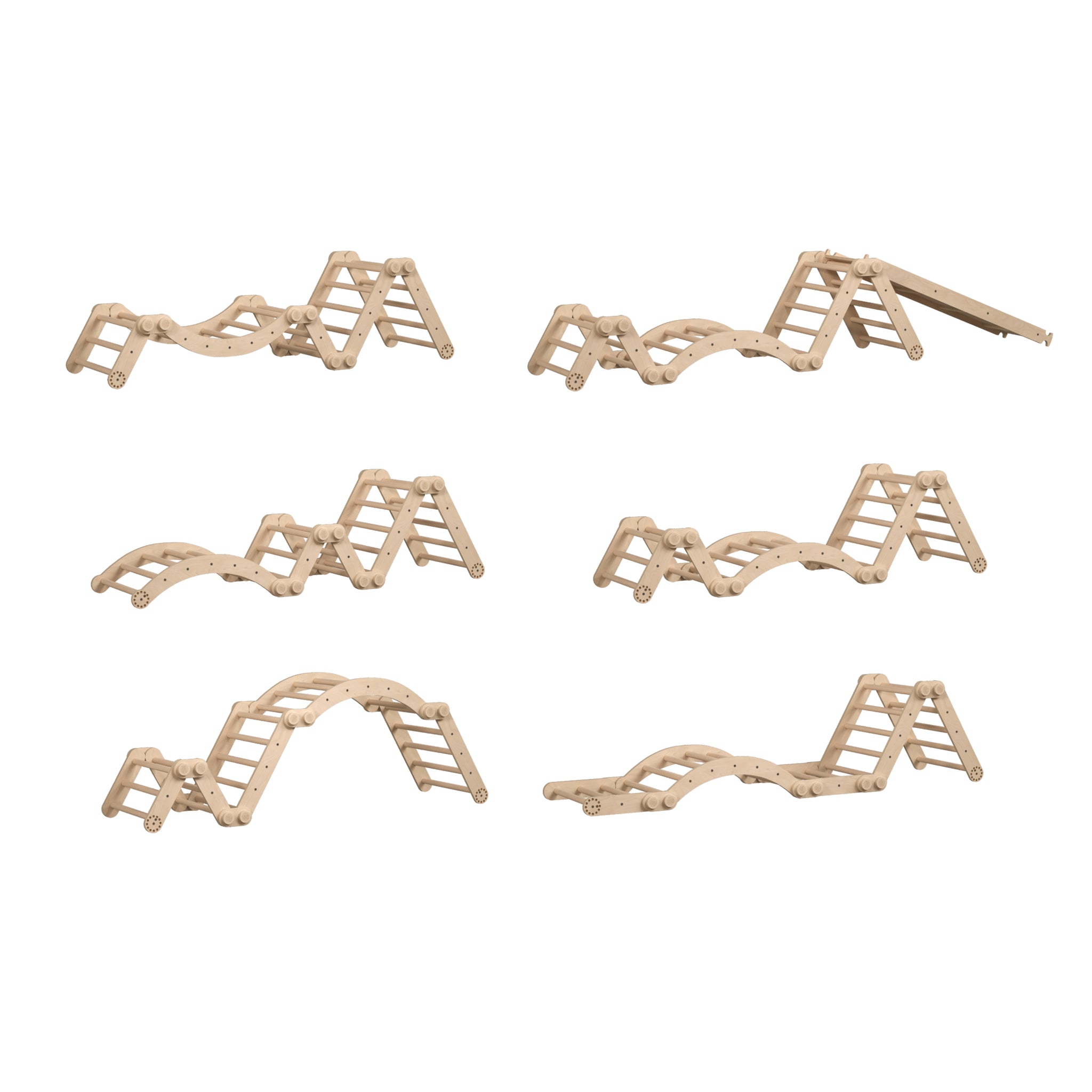 Grand ensemble d’escalade inclinable (set XL avec Rocker + et la planche) - Bois Brut (non verni)
