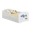 Lit enfant LUK-ONE avec barrière de protection et tiroir de rangement