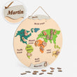 BusyKids Carte du monde en bois avec figurines d’animaux magnétiques