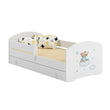 Lit enfant LUK-ONE avec barrière de protection et tiroir de rangement