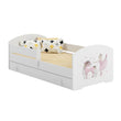 Lit enfant LUK-ONE avec barrière de protection et tiroir de rangement