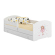 Lit enfant LUK-ONE avec barrière de protection et tiroir de rangement