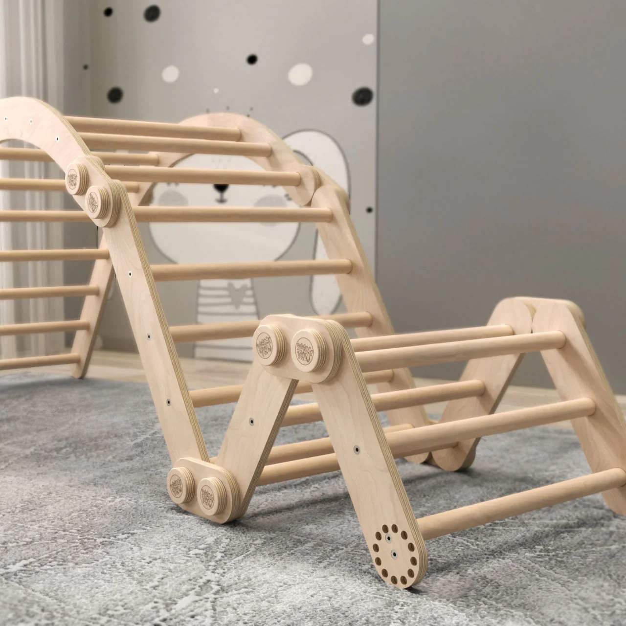 Grand ensemble d’escalade inclinable (set XL avec Rocker + et la planche) - Bois Brut (non verni)