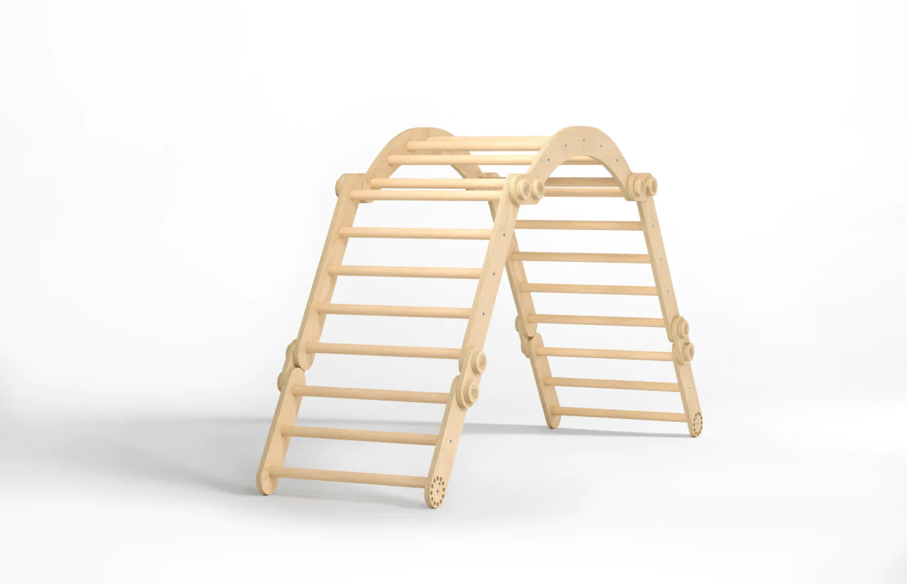 Grand ensemble d’escalade inclinable (set XL avec Rocker + et la planche) - Bois Brut (non verni)
