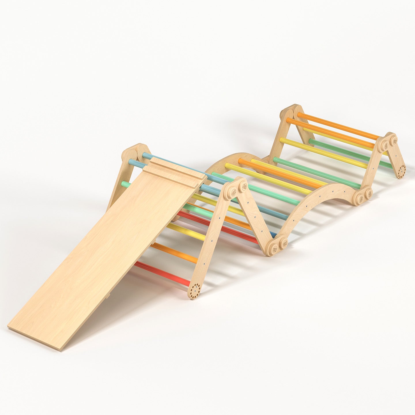 Grand ensemble d’escalade inclinable (set XL avec Rocker + et la planche) couleurs arc-en-ciel