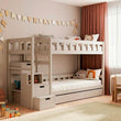 BusyKids Lit superposé TOTO-TWIN MAX avec échelle et espace de rangement 200 x 90 cm