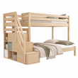 Lit superposé en bois BusyKids HAPPY 3 couchages avec escalier de rangement
