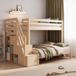Lit superposé en bois BusyKids HAPPY 3 couchages avec escalier de rangement