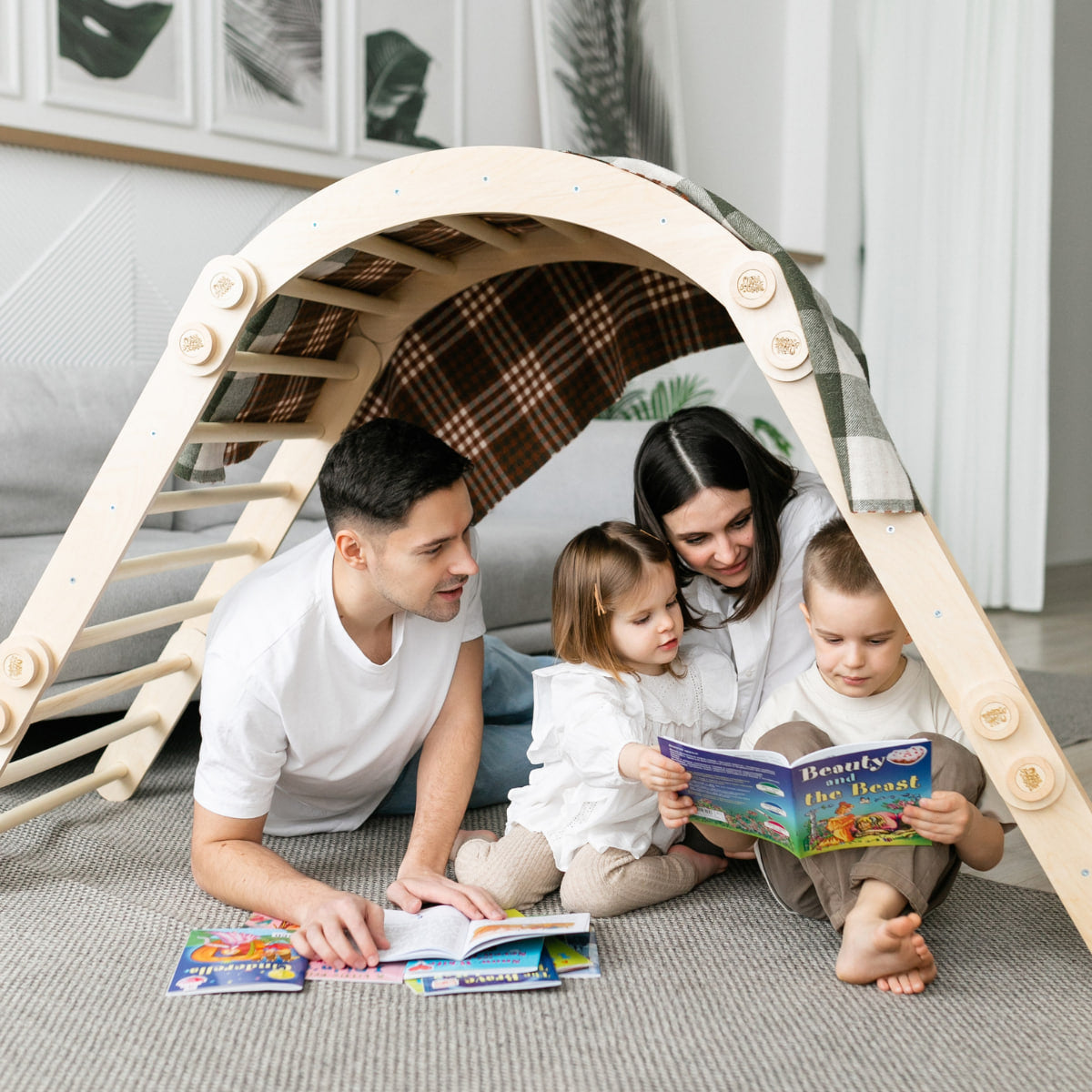 Grand ensemble d’escalade inclinable (set XL avec Rocker + et la planche) - Bois Brut (non verni)